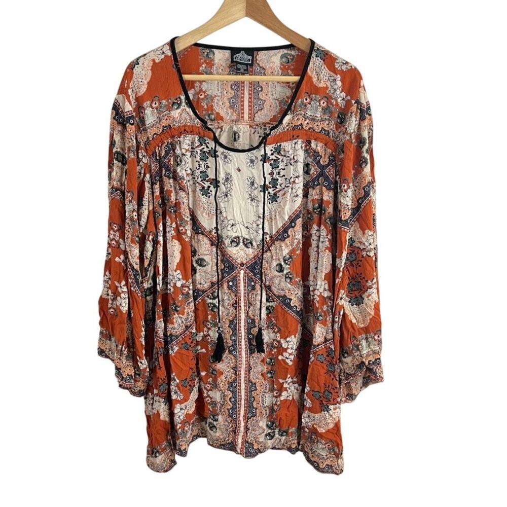 Angie Long Sleeve Boho Top Shirt Women Size 3X - Picture 1 of 10
